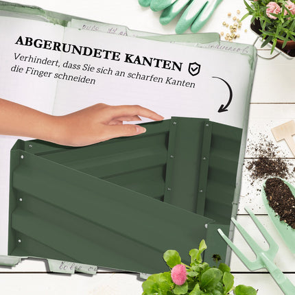 Hochbeet aus verzinktem Stahl mit Spalier – Grüner Gartenkübel