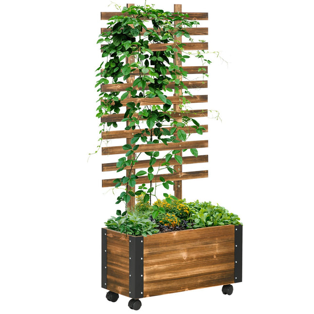 Hochbeet mit Rollen & Spalier, 65x31x147 cm
