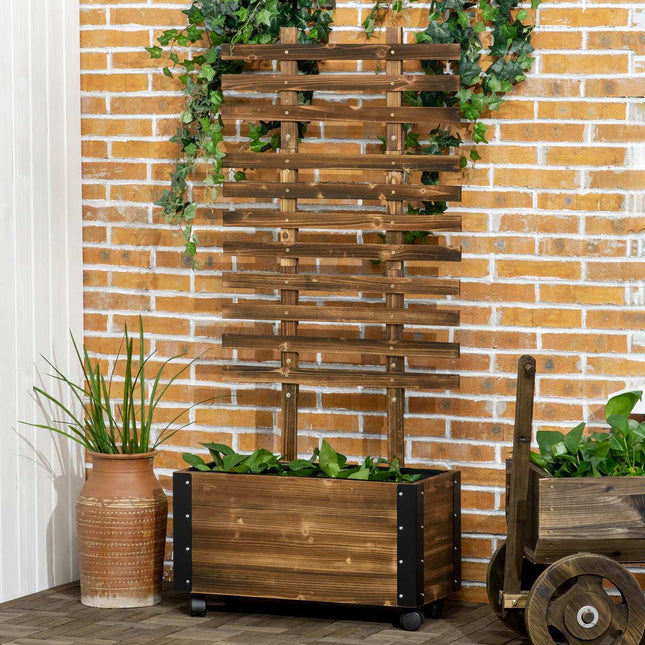 Hochbeet mit Rollen & Spalier, 65x31x147 cm
