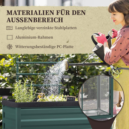 Hochbeet mit Rankhilfe, Rollen und Ablage - verzinkter Stahl, 85x40x135cm