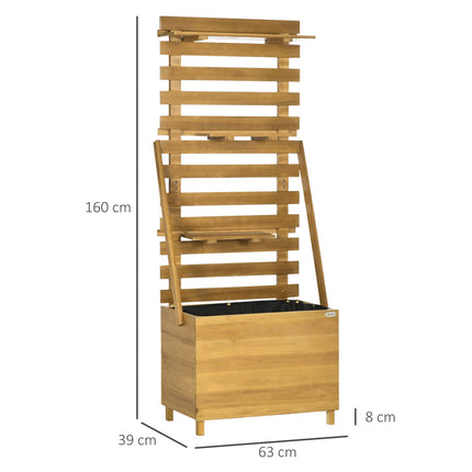 Erhöhtes Holzpflanzbeet mit Spalier und 3 Ablagen, braun