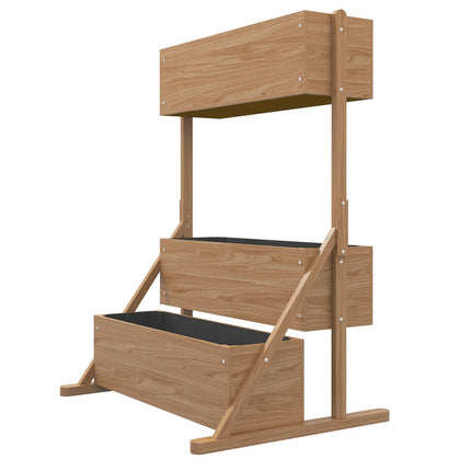 Hochbeet aus Holz in 3 Ebenen mit Folie für den Garten