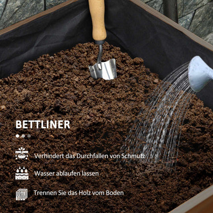 Hochbeet aus Holz in 3 Ebenen mit Folie für den Garten