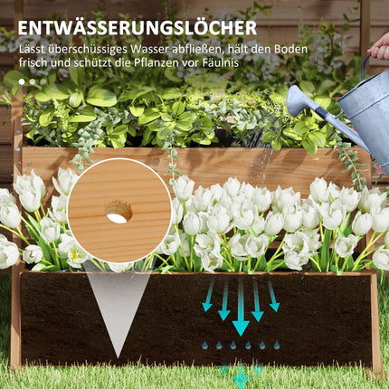 Hochbeet aus Holz in 3 Ebenen mit Folie für den Garten