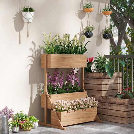 Hochbeet aus Holz in 3 Ebenen mit Folie für den Garten
