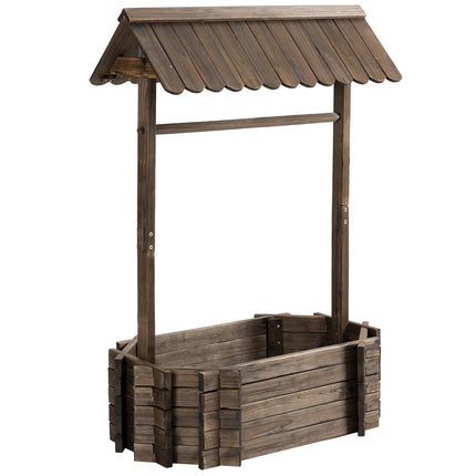 Önskebrunn Flower box with roof and trellis, brown wood
