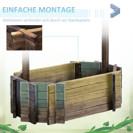 Önskebrunn Flower box with roof and trellis, brown wood