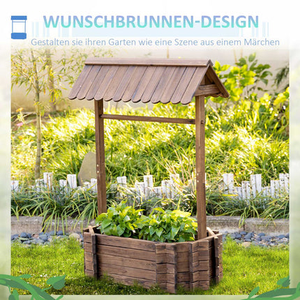 Önskebrunn Flower box with roof and trellis, brown wood