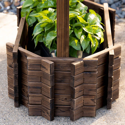 Önskebrunn Flower box with roof and trellis, brown wood