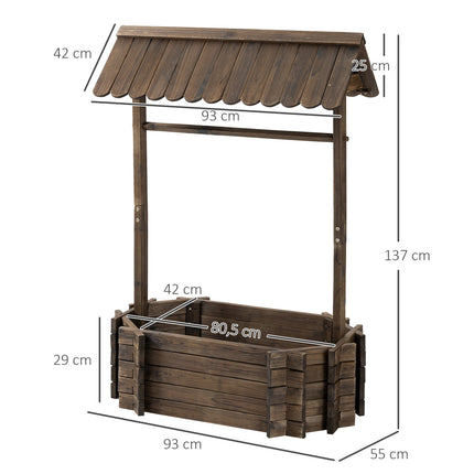 Önskebrunn Flower box with roof and trellis, brown wood