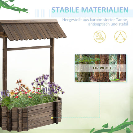 Önskebrunn Flower box with roof and trellis, brown wood