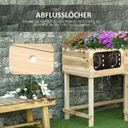 Erhöhtes Pflanzbeet aus Holz mit Bewässerung, 122x91x81 cm