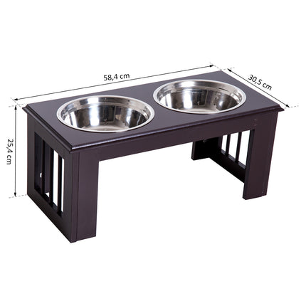 Raised Dog Bowl Stand - Stainless Steel, 23""x12""x10""