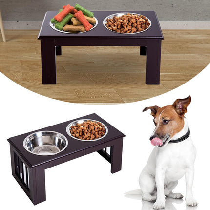 Raised Dog Bowl Stand - Stainless Steel, 23""x12""x10""
