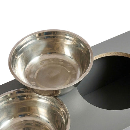 Raised Dog Feeder with Storage, Grey, Large Dogs