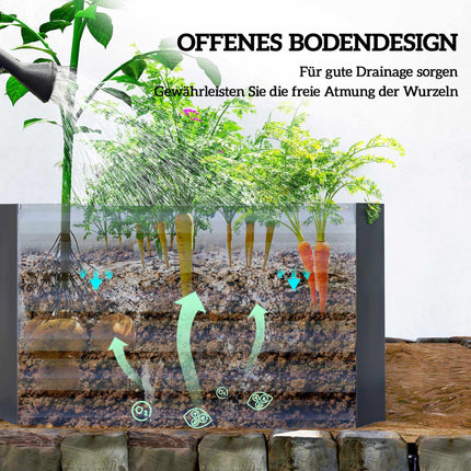 Raised Garden Bed, 180x90x57.5 cm, Galvanized Steel