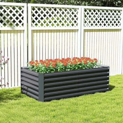 Raised Garden Bed, 180x90x57.5 cm, Galvanized Steel