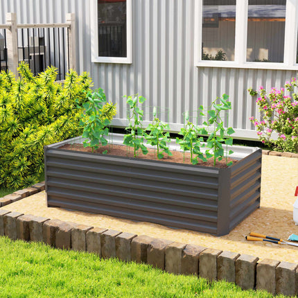 Raised Garden Bed, 180x90x57.5 cm, Galvanized Steel