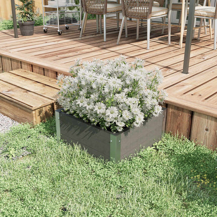 Raised Garden Bed 60 x 60 x 30 cm, Open Bottom, Weatherproof, Dark Grey