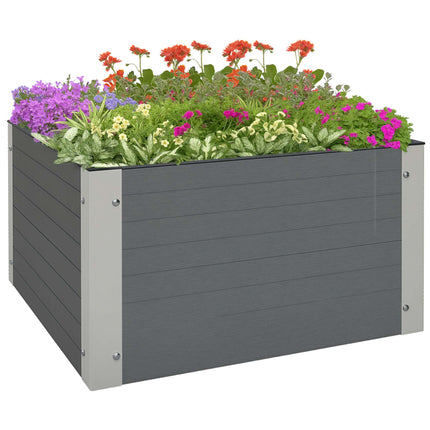 Raised Garden Bed 60 x 60 x 30 cm, Open Bottom, Weatherproof, Dark Grey