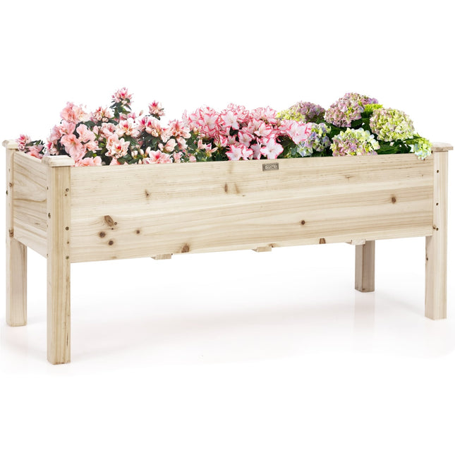 Raised Garden Bed, Cedar Wood, 120x43.5x51 cm, 5 Drainage Holes