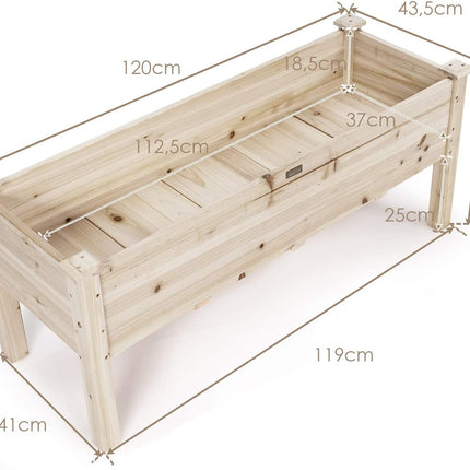 Hochbeet, Zedernholz, 120x43,5x51 cm, 5 Drainagelöcher