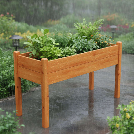 Hochbeet, Balkon-Pflanzgefäß aus Tannenholz mit Folie