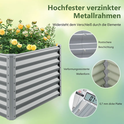 Hochbeet, Metall, 180x95x60 cm, ohne Boden