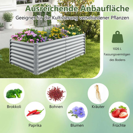 Hochbeet, Metall, 180x95x60 cm, ohne Boden