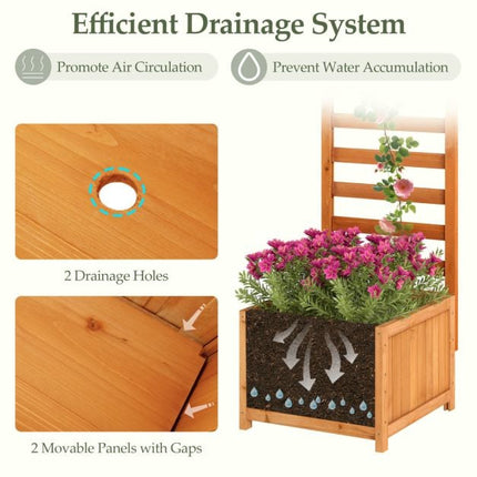 Raised Garden Bed Planter With Trellis, Spruce Wood