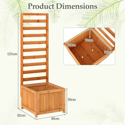 Raised Garden Bed Planter With Trellis, Spruce Wood