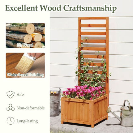 Raised Garden Bed Planter With Trellis, Spruce Wood