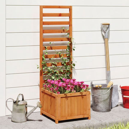 Raised Garden Bed Planter With Trellis, Spruce Wood