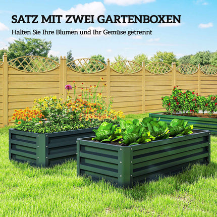 Hochbeet-Set, Metall, offener Boden, 110x50x30cm