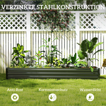 Raised Garden Bed, Weather-Resistant, Open Bottom, 240x60x30 cm