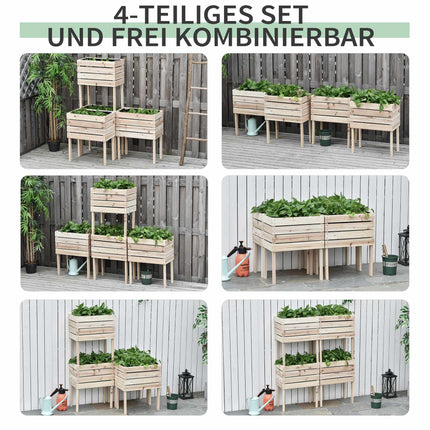 Hochbeet, wetterfestes Massivholz, 50x30x60 cm