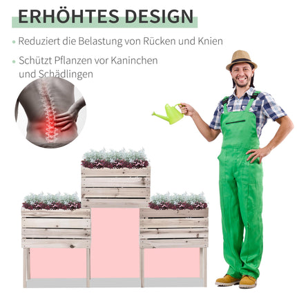 Hochbeet, wetterfestes Massivholz, 50x30x60 cm