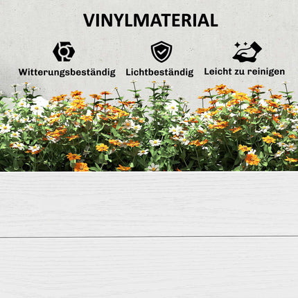 Hochbeet, weißes Vinyl, 197 x 54 x 33 cm, einfache DIY-Montage