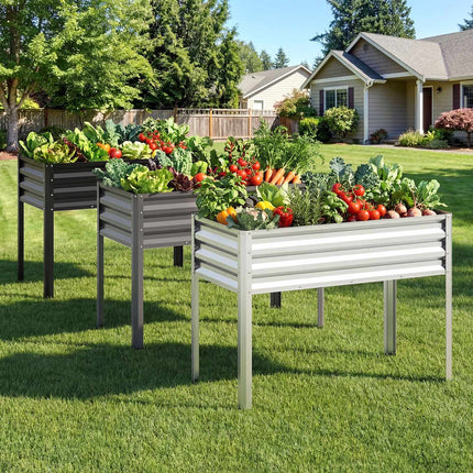 Hochbeet mit Beinen, Metall-Pflanzgefäß 44x22x32