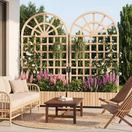Raised Garden Bed With Trellis, 71 in Fir Wood Planter