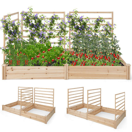 Hochbeet mit Spalier, Tannenholz, 222x114x110 cm