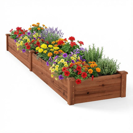 Raised Garden Bed, Wood, 240x60x25 cm, Open Bottom