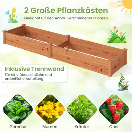 Hochbeet, Holz, 240x60x25 cm, Offener Boden