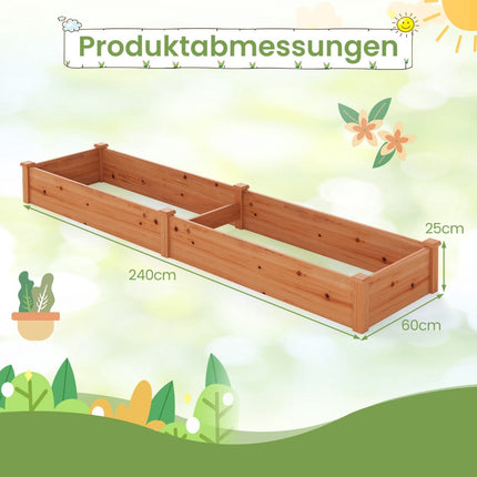 Hochbeet, Holz, 240x60x25 cm, Offener Boden