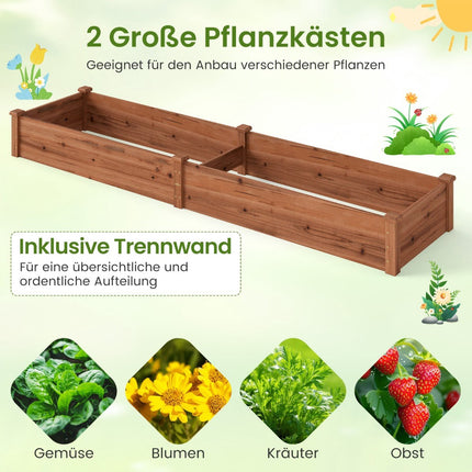 Raised Garden Bed, Wood, 240x60x25 cm, Open Bottom