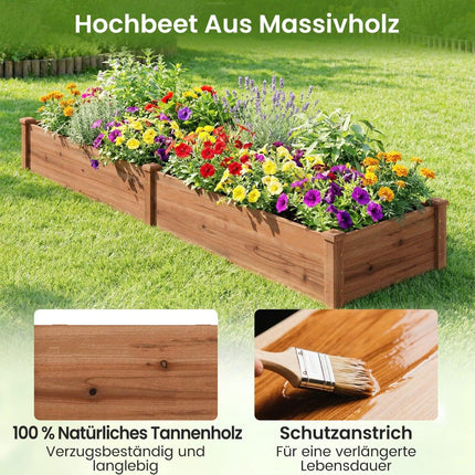 Raised Garden Bed, Wood, 240x60x25 cm, Open Bottom