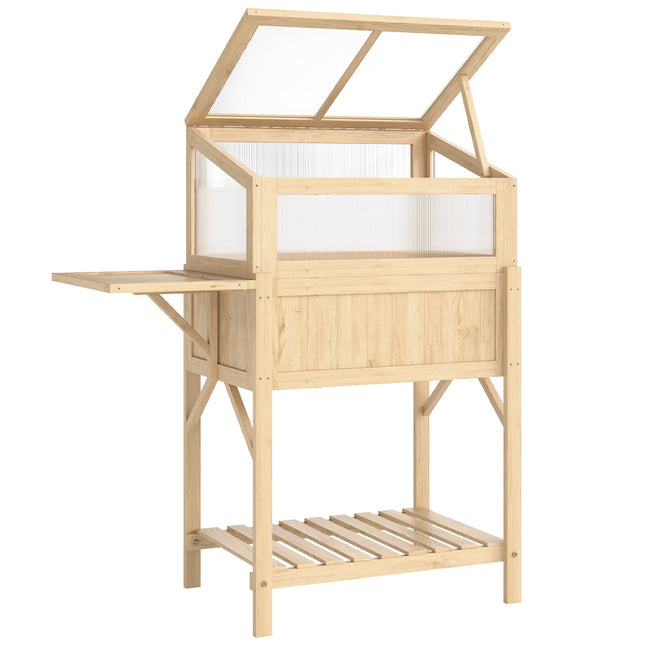 Hochbeet mit Frühbeet, Holz, klappbares Regal