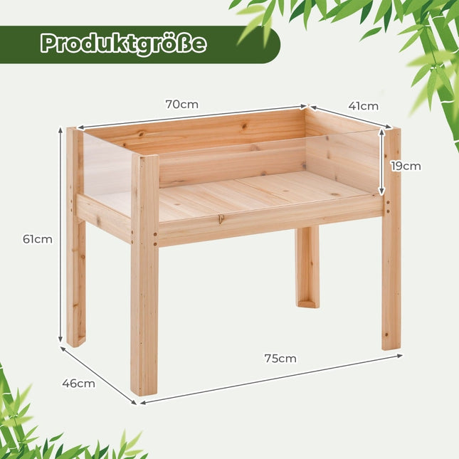 Erhöhtes Gartenbeet mit Drainage & transparenten Paneelen, 50 l