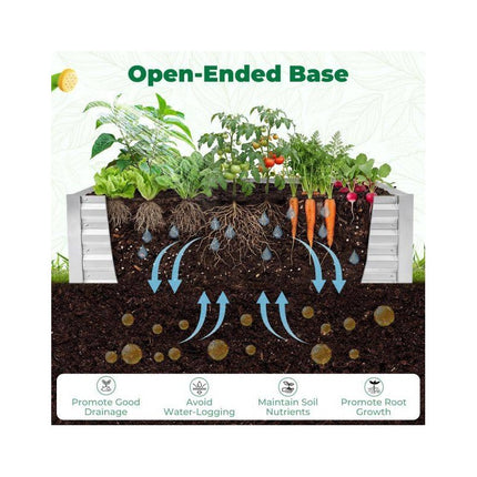 Raised Garden Bed with Greenhouse Cover, 2 Roll-Up Windows, Silver