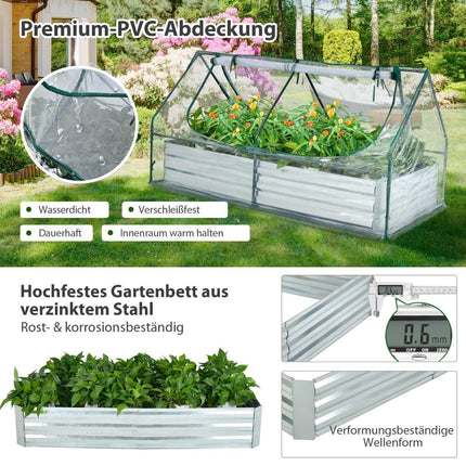 Hochbeet mit Gewächshaus, verzinkter Stahl, 180x90x91 cm
